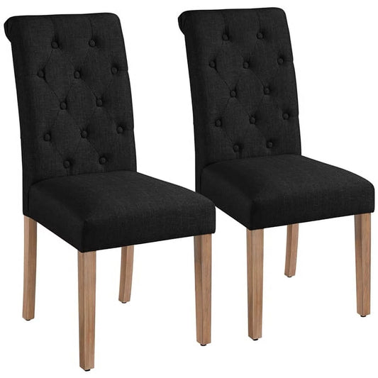 Alden Design Tufted Upholstered High Back Parson Dining Chair, Set of 2, Gray