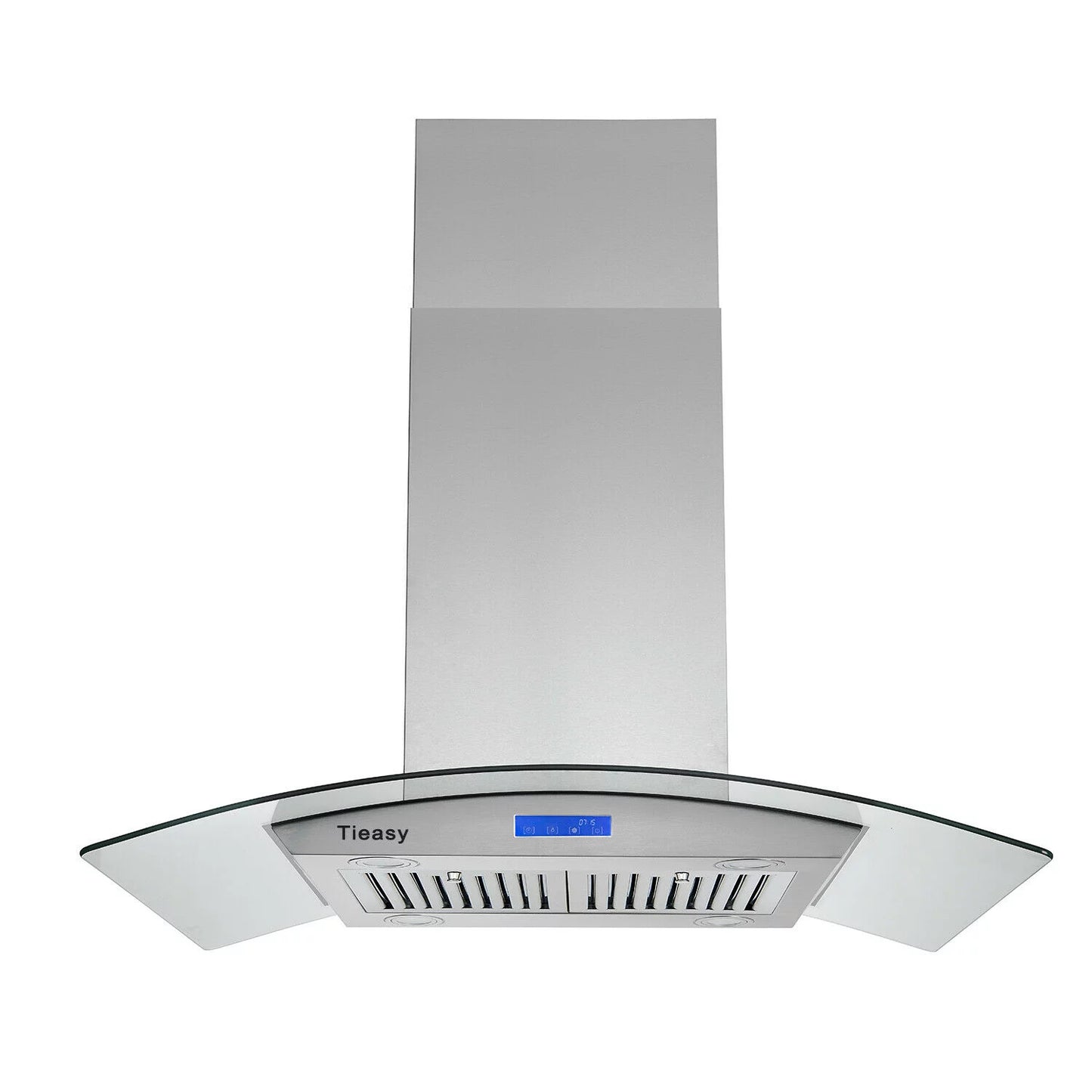 Tieasy 36 inch Island Mount Range Hood 900 CFM with Glass LCD Touch Control 4 LED Lamps
